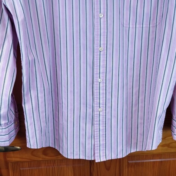 Chaps Pink Stripe Long Sleeve One Pocket Mens Button Front Shirt LG - Picture 4 of 6